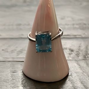 Blue Topaz & Cubic Zirconia Ring